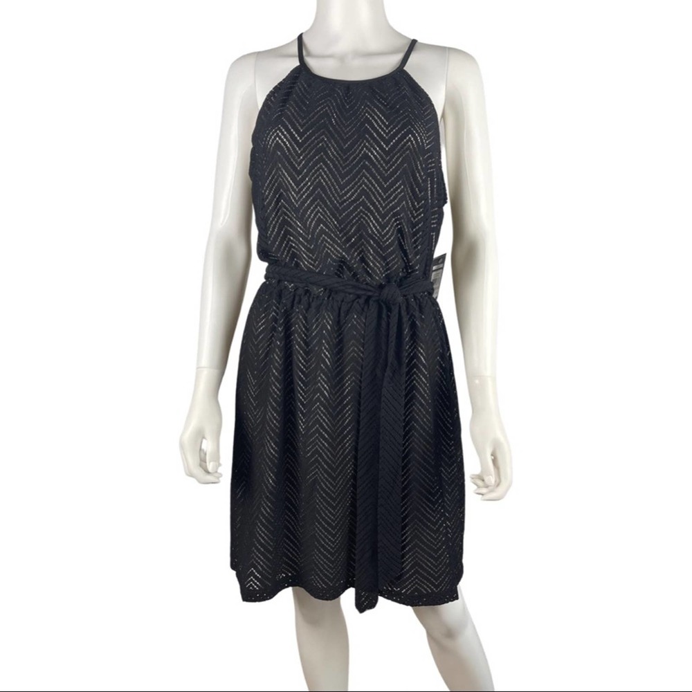 NWT Guess Black Chevron Knit Halter Dress Size 12